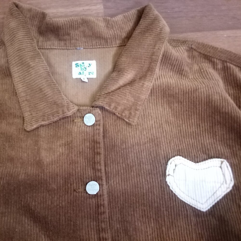 Shiny By Nature Heart Corduroy Work Shirt Jacket